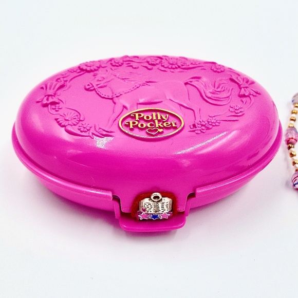 1995 Polly Pocket Palomino Pony Play Set with Doll Pendant Beaded Necklace - Picture 6 of 7